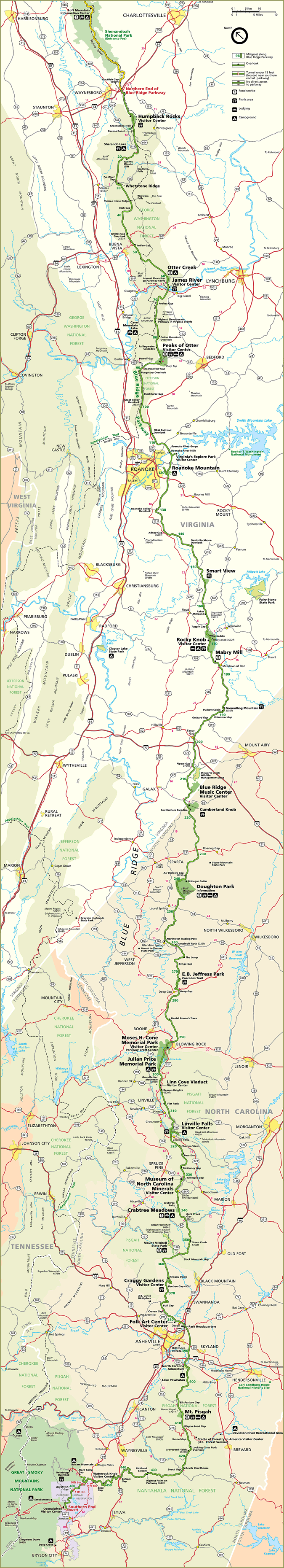 Blue Ridge Parkway Official Map