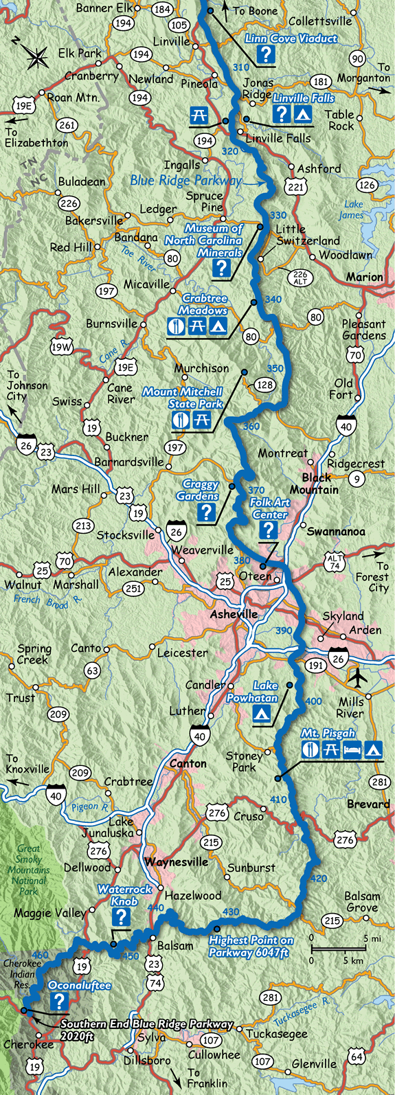 Blue Ridge Parkway Map Blue Ridge Mountains